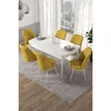 Hanah Home trpezarijski set Via, sto na razvlačenje i 6 stolica, bela ploča, senf žuta tkanina Jerry