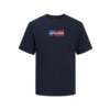 JACK & JONES Majica mornarska / azur / temno rdeča / bela
