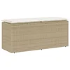 Vidaxl Vrtna klop z blazino Bež 110x40x44 cm poli ratan