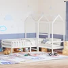 Set kreveta i klupe s krovom bijeli 75x190 cm puno drvo bor