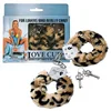 NMC Love Cuffs Leopard Trpežne kovinske lisice z leopardjim krznom