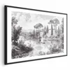 shumee Plakat - Črno-bela vintage pokrajina z ribnikom