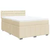 Vidaxl Box spring postelja z vzmetnico krem 140x200 cm blago