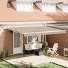 Skrovita tenda S LED lampica Bež 450 × 300 cm Poliester i metal