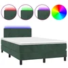 Krevet box spring s madracem LED tamnozeleni 120x200 cm baršun