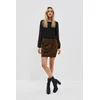 Skirt with print and metallic thread
