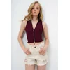 Trend Alacati Stili Ženska bluza bez rukava Alc-X13914, Zip kragna, Bordo