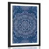Plakat s paspartujem modra Mandala z abstraktnim vzorcem - 20x30 white