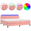 Vidaxl Box spring postelja z vzmetnico LED roza 200x200 cm žamet