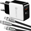 shumee Hitri stenski polnilnik QC 3.0 + oklepni kabel za iPhone micro USB-C 3v1