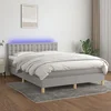 Krevet box spring s madracem LED svjetlosivi 140x200 cm tkanina