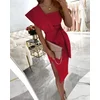 Elegantna midi obleka Triona, rdeča