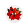 Gumb - set 3 - d. 35 mm - poinsettija - bela, rdeča