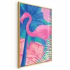 shumee Plakat - Rožnati flamingo - Abstraktni flamingo na ozadju palm in ledenih kock