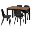 ALHULT / ODGER Sto i 4 stolice, crno/smeđe/boja antracita, 120/170x80 cm
