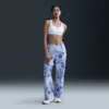 Nike Sportswear Collection Womens Mid-Rise Jacquard Tracksuit Bottoms - White - Polyester/Elastane - 50% Recycled Polyester