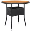 Vrtni stol O 80 x 75 cm od bagremovog drva i poliratana crni