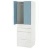 SMASTAD / PLATSA Garderober, bela plava/s 4 fioke, 60x57x181 cm