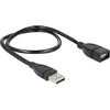 Delock USB 2.0 priključni kabel [1x USB 2.0 vtič A - 1x USB 2.0 vtičnica A] 0.50 m črn, fleksibi