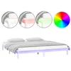 LED okvir za krevet bijela 140 x 190 cm od masivnog drva