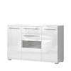 JELA KOMODA K150V-3KS1F/PN - kolekcija Piano - Bela lak/Kristalno Bela HG Lak - 150x97x45 cm