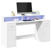 Radni stol LED bijeli 160x55x91 cm od konstruiranog drva