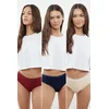 Trendyol Ten-Burgundy-Navy Blue 3-Pack Cotton Lace Detailed Comfortable Hipster Knitted Panties