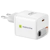 EKO polnilnik 45W GaN z izvlečnim kablom, 1x USB-C 45W PD + 1x USB-C kabel 80cm, bel