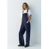 Pull&Bear Kavbojke z naramnicami temno modra