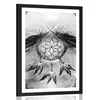 Plakat s paspartujem indijanski lovilec sanj v črnobeli varianti - 20x30 white
