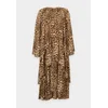 MICHAEL Michael Kors Obleka karamel/temno rjava/bela