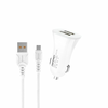 DENMEN Auto punjač DZ06V 2xUSB Fast 3/1A + Micro USB kabl/ bela