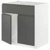 METOD Pod.elem.sudop. i 2vrata/front, bela/Voxtorp tamnosiva, 80x60 cm