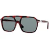 Persol PO3223S 11003R Polarized ONE SIZE (59) Rdeča/Siva