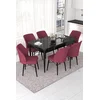 Hanah Home Set Trpezarijski sto i 6 stolica Nef, Bordo-crni