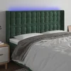 shumee vidaXL LED posteljno vzglavje temno zeleno 203x16x118/128 cm žamet