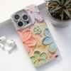 Maska Painting Flower za iPhone 15 Pro zelena