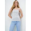Trend Alacati Stili Ženska bluza bez rukava Alc-X13884, Brod izrez, Svetlosiva