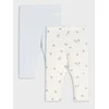 Sinsay - Pamučne interlock pletene tajice 2 pack - krem