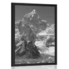 Plakat čudoviti vrh gore v črnobeli varianti - 40x60 no frame