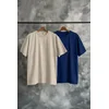 Trendyol Navy Blue-Stone Oversize 2 Pack Basic 100% Cotton T-Shirt