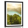 Plakat s paspartujem reka sredi zelenega gozda - 30x45 black