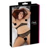 Cottelli Plus Size - komplet modrčka s čipko in biseri (črna) - 3XL