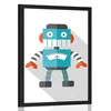 Plakat modri robot na belem ozadju - 60x90 white