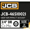JCB NASTAVEK udarni DEBEL 3/4 Cr-Mo 6-kotnih 21mm Ključ nastavljen