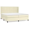 Vidaxl Box spring postelja z vzmetnico krem 200x200 cm umetno usnje