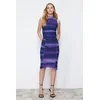 Trendyol Purple Tulle Gathered Fitted Midi Stretchy Knitted Skirt