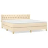 Vidaxl Box spring postelja z vzmetnico krem 180x200 cm blago