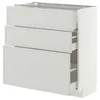 METOD / MAXIMERA Podni element s 3 fioke, bela/Aspudden svetlosiva, 80x37 cm