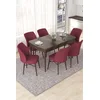 Hanah Home Set Trpezarijski sto i 6 stolica Nef, Bordo-braon